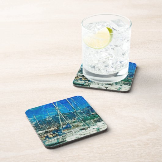 Dessous-de-verre Port de Seward Alaska Impressionnisme Abstrait (Côté Droit)