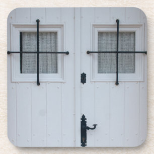 Dessous-de-verre Porte En Bois Blanc Avec Fer Forgé Noir