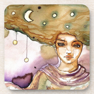 Dessous-de-verre Portrait abstrait et jolie femme