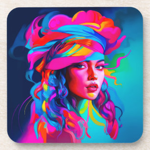 Dessous-de-verre Portrait Abstrait vibrant