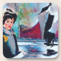 Portrait de femme vintage avec Arrière - plan Abst