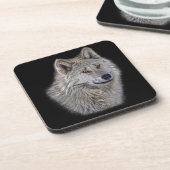 Dessous-de-verre Portrait de la faune du loup gris argent (Côté gauche)