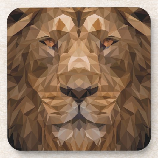 Dessous-de-verre Portrait de lion géométrique (Devant)