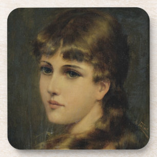 Dessous-de-verre Portrait d'une jeune fille (huile sur le panneau)