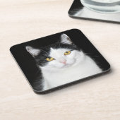 Dessous-de-verre Portrait noir et blanc de chat (Côté gauche)