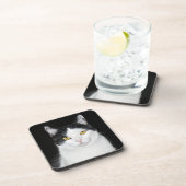 Dessous-de-verre Portrait noir et blanc de chat (Côté Droit)