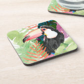 Dessous-de-verre Portrait toucan avec Feuilles tropicaux (Côté gauche)