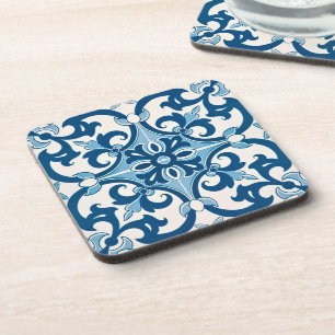 Dessous-de-verre Portugais Blue Azulejo Fleur De Lis Boissons