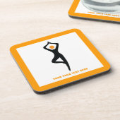 Dessous-de-verre Pose de yoga noir, orange personnalisé (Côté gauche)