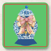 Dessous-de-verre Pot à gingembre bleu de Noël     (Devant)