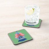 Dessous-de-verre Pot à gingembre en gingembre bleu à carreaux roses (Côté Droit)