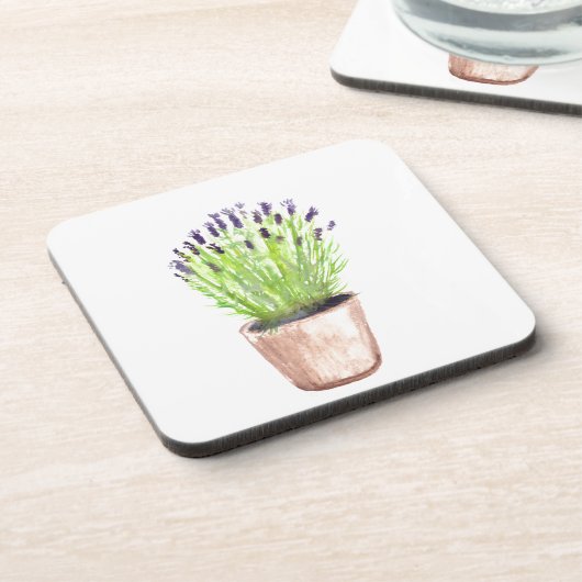 Dessous-de-verre Pot herbe lavande plante rustique violet fleuri (Côté gauche)