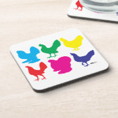 Dessous-de-verre Poules colorées (Côté gauche)