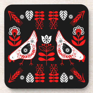Dessous-de-verre Poulet Hen Folk Art