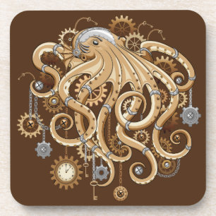 Dessous-de-verre Poulpe Steampunk Rétro Fantastique Mécanique