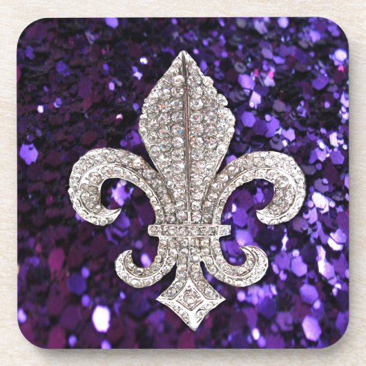 Dessous-de-verre Pourpre de Fleur De Lis Sequins de bijou (Devant)