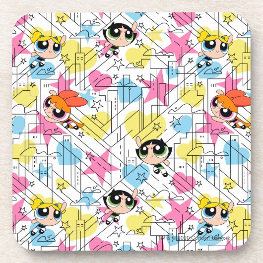 Dessous-de-verre Powerpuff Girls Townsville Pattern (Devant)