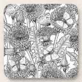 Dessous-de-verre Pré Dandelion en noir et blanc (Devant)