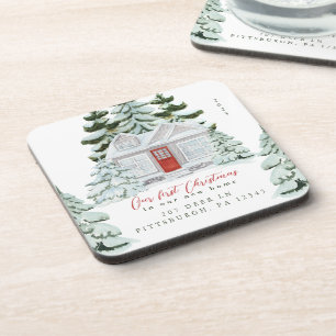Dessous-de-verre Premier Noël dans notre nouveau domicile Adresse e