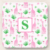 Dessous-de-verre Preppy Monogram Mini Giraffes Cosmopolites Floral (Devant)