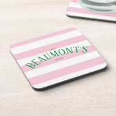 Dessous-de-verre Preppy rose et vert Fiançailles à deux bandes (Côté gauche)