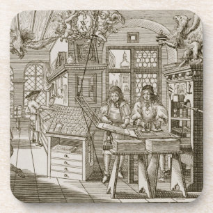 Dessous-de-verre Presse typographique allemande médiévale (gravur