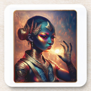 Dessous-de-verre Princesse Alien Sombre Pose Avec Fond de Feu