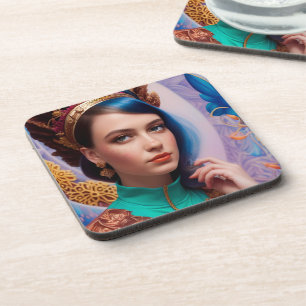 Dessous-de-verre Princesse avec tenue turquoise décorative
