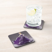 Dessous-de-verre princesse en verre cristal avec robe violette (Côté Droit)