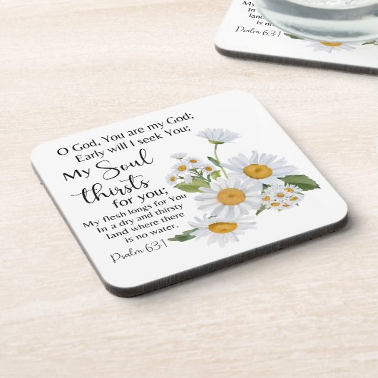 Dessous-de-verre Psaume 63:1 Écriture Bible Chamomile Fleurs (Côté gauche)