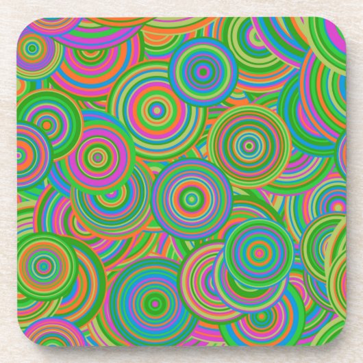 Dessous-de-verre Psychedelic Circles Plastic Coaster (Devant)