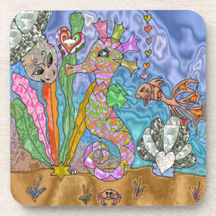 Dessous-de-verre Psychedelic Seahorse Sea Turtle Art