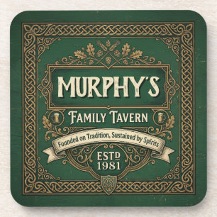 Dessous-de-verre Pub irlandais personnalisé Famille Tavern Vert vin