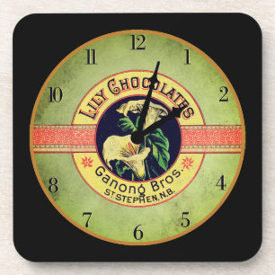 Dessous-de-verre Publicité pour une horloge Art nouveau Lily Chocol