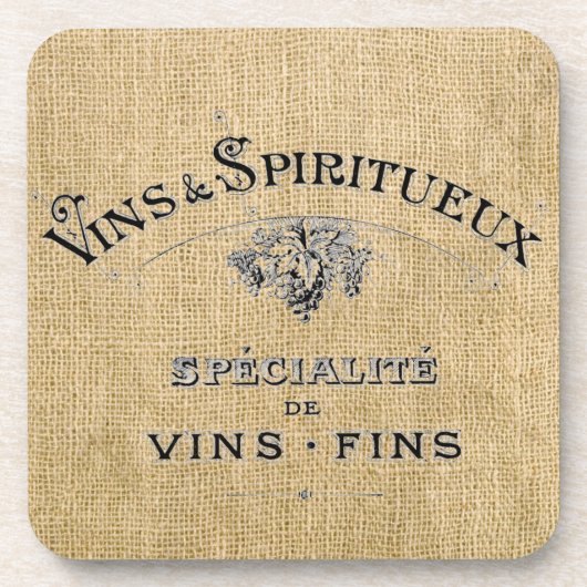 Dessous-de-verre Publicité sur le vin français sur Burlap (Devant)