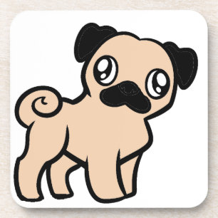 Dessous-de-verre pug cartoon fauve