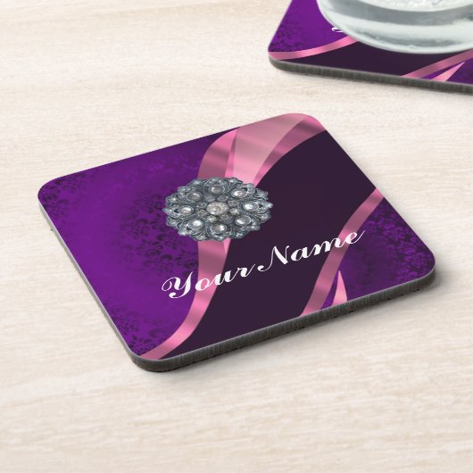 Dessous-de-verre Purple damask (Côté gauche)