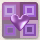 Dessous-de-verre Purple Puffy Coeur Design (Devant)