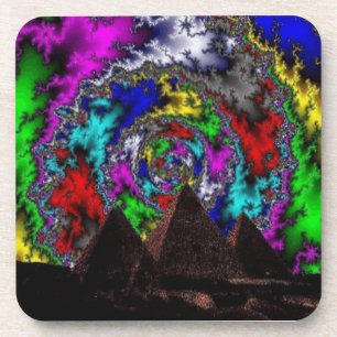 Dessous-de-verre Pyramids In Fractal Background Ceramic Tile
