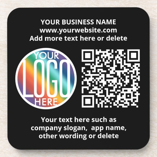 Dessous-de-verre QR Code Generator & Your Business Logo Black (Devant)