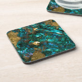 Dessous-de-verre Quartz turquoise marée de noir et d'or (Côté gauche)
