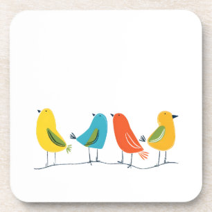 Dessous-de-verre Quatre oiseaux de différentes plumes se rassemblen