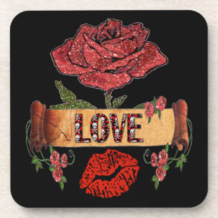 Dessous-de-verre RAB Rockabilly Roses, Amour & Rouge à Lèvres