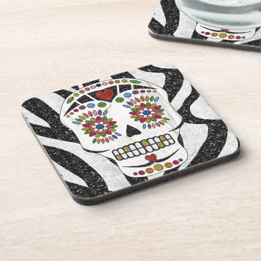 Dessous-de-verre RAB Rockabilly Sugar Skull on Zebra (Côté gauche)