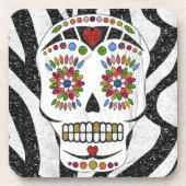 Dessous-de-verre RAB Rockabilly Sugar Skull on Zebra (Devant)