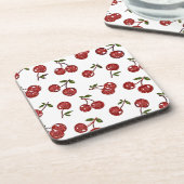 Dessous-de-verre RAB Rockabilly très cerise cerises sur blanc (Côté gauche)