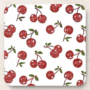 Dessous-de-verre RAB Rockabilly Très Cerises Cerises Sur Fond Blanc