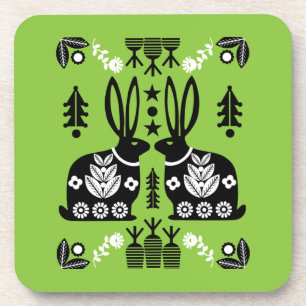 Dessous-de-verre Rabbit Nordic Scandinavian Folk Art