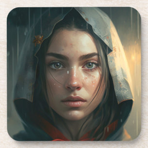 Dessous-de-verre Rain hood girl