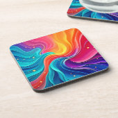 Dessous-de-verre Rainbow Energy Swirl: Vibrant Flow Art (Côté gauche)